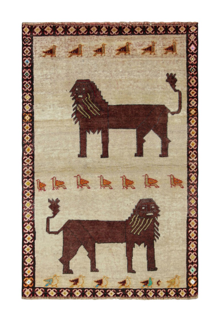 Vintage Gabbeh Pictorial Rug