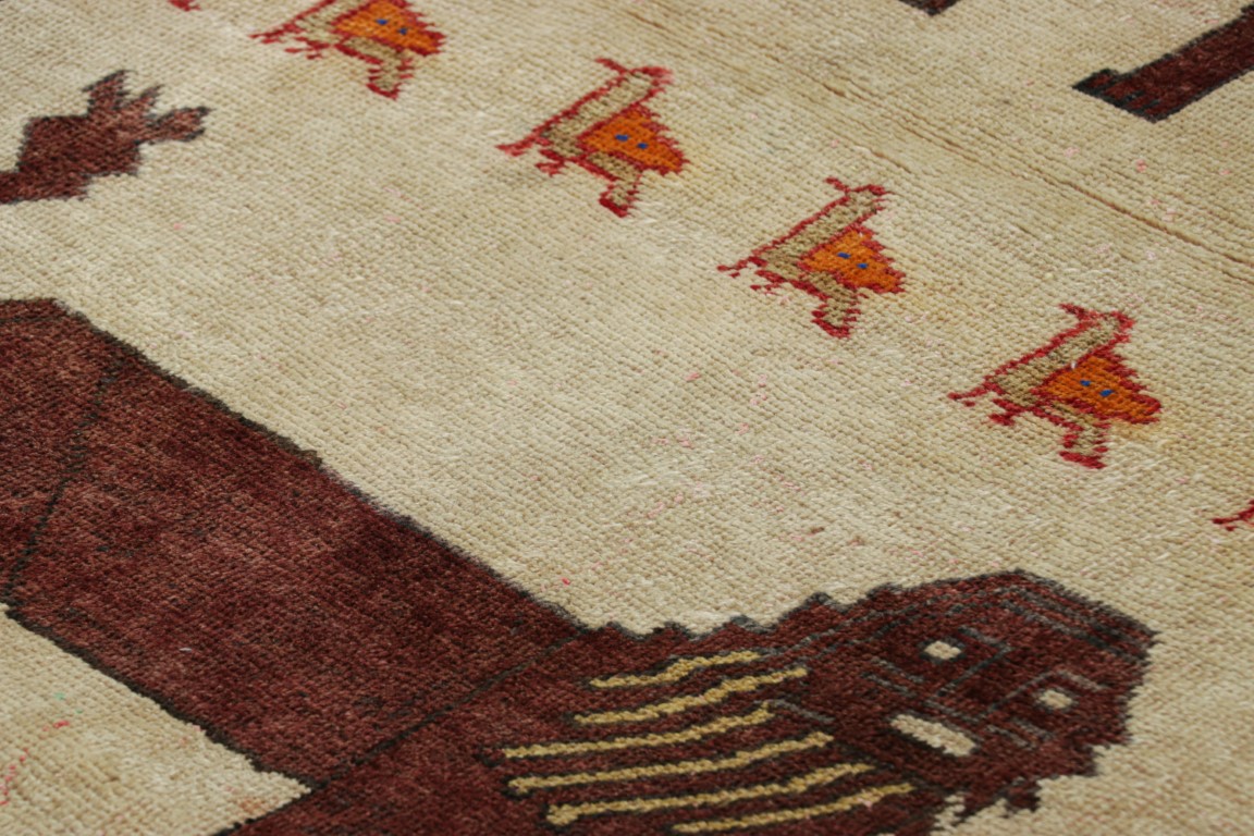 Vintage Gabbeh Pictorial Rug