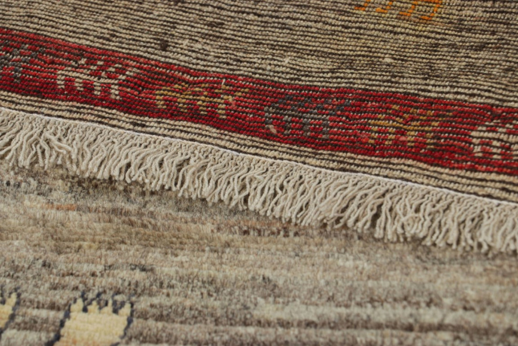 Vintage Gabbeh Persian Rug, Beige and Red Tribal Animal Pictorial