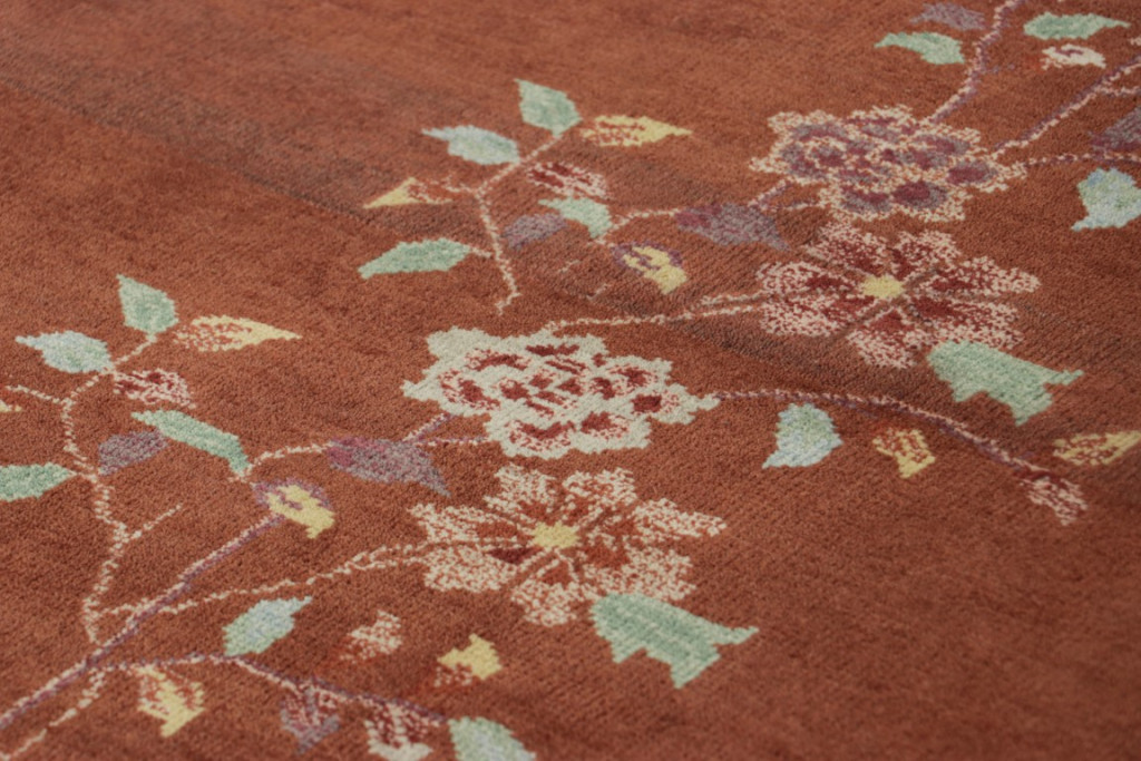 Chinese Art Deco Floral Runner Rug