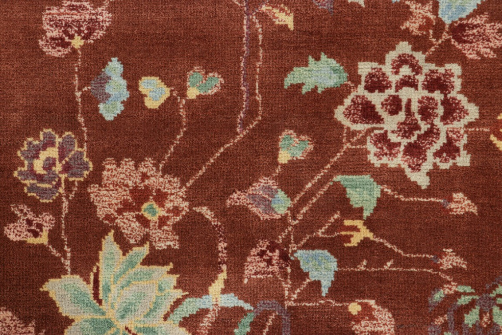Chinese Art Deco Floral Runner Rug