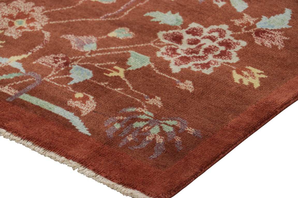 Chinese Art Deco Floral Runner Rug