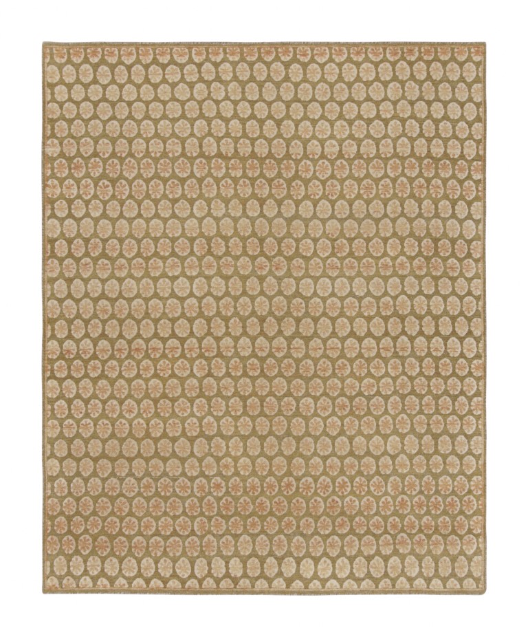 Modern Block Print Floral Rug