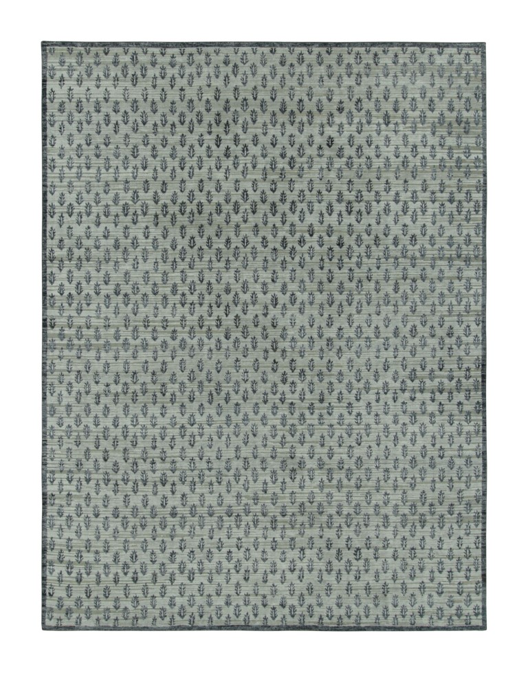 Modern Block Print Floral Rug