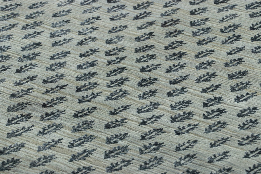 Modern Block Print Floral Rug