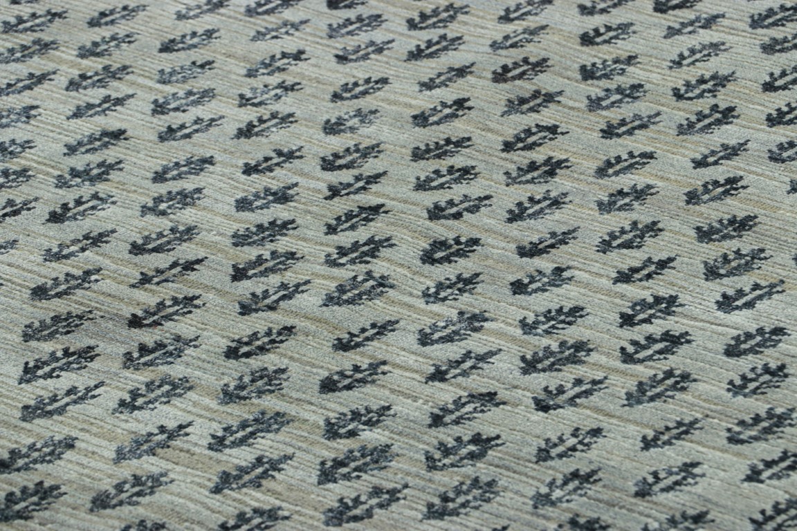 Modern Block Print Floral Rug