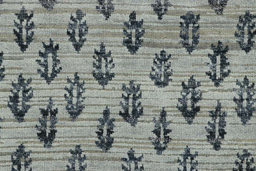Modern Block Print Floral Rug