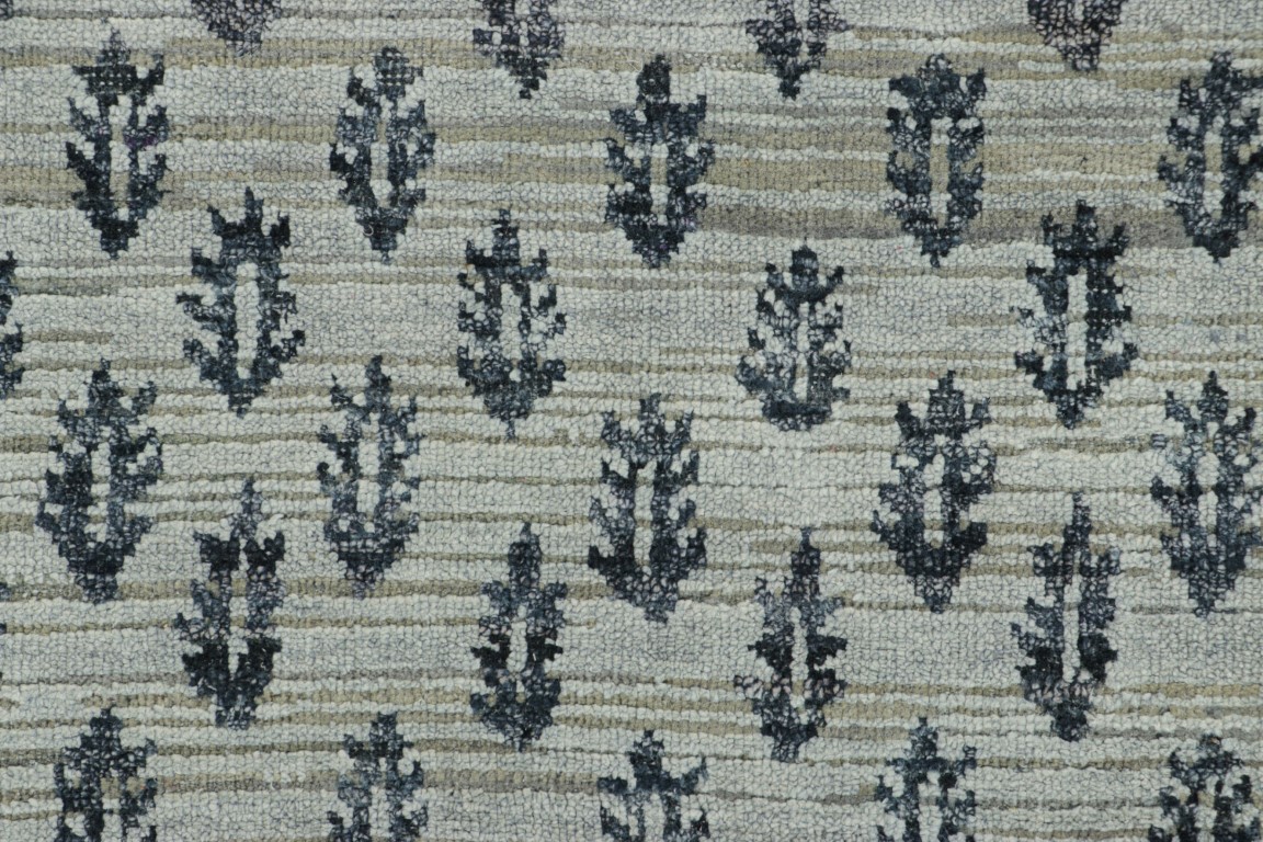 Modern Block Print Floral Rug