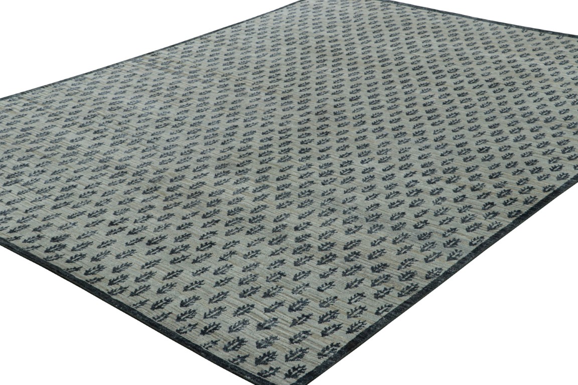 Modern Block Print Floral Rug