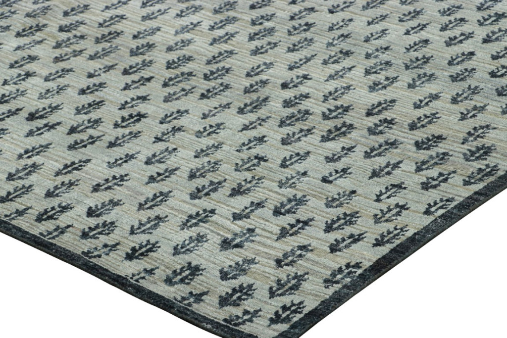 Modern Block Print Floral Rug