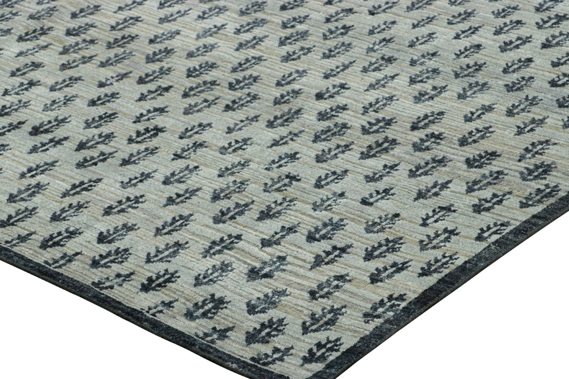 Modern Block Print Floral Rug