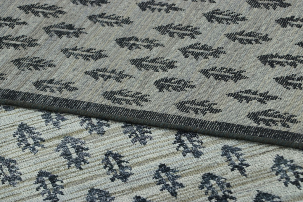 Modern Block Print Floral Rug