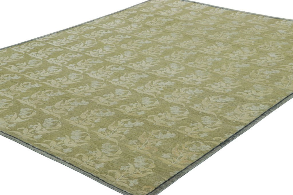 Modern Block Print Floral Rug