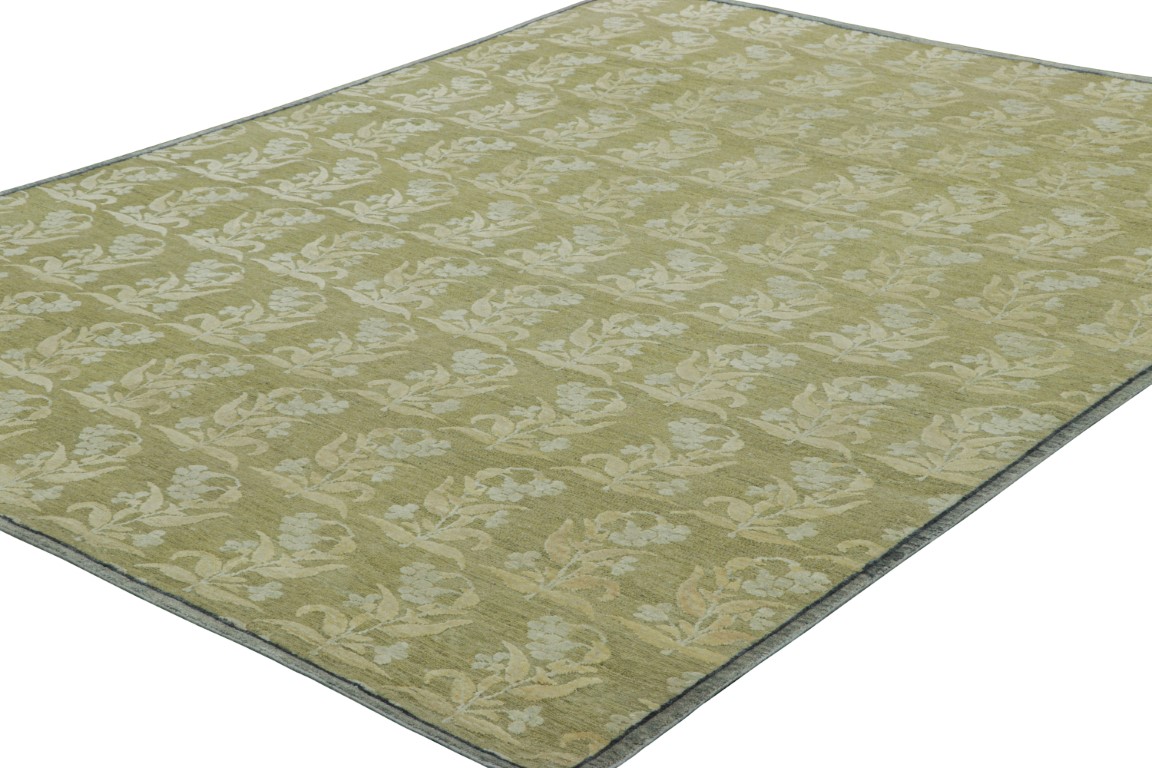 Modern Block Print Floral Rug