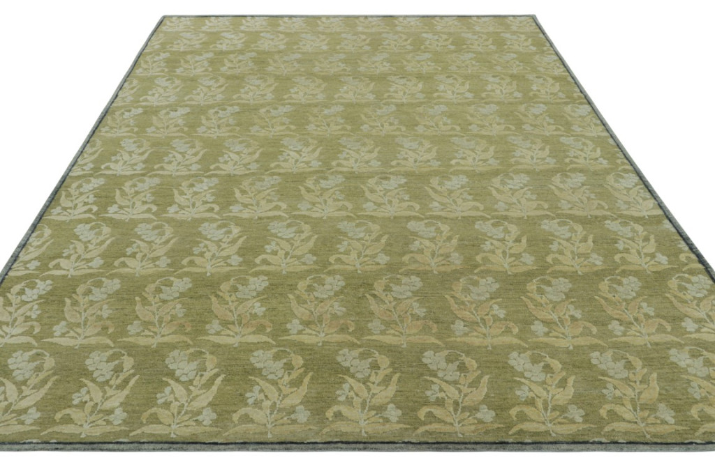 Modern Block Print Floral Rug
