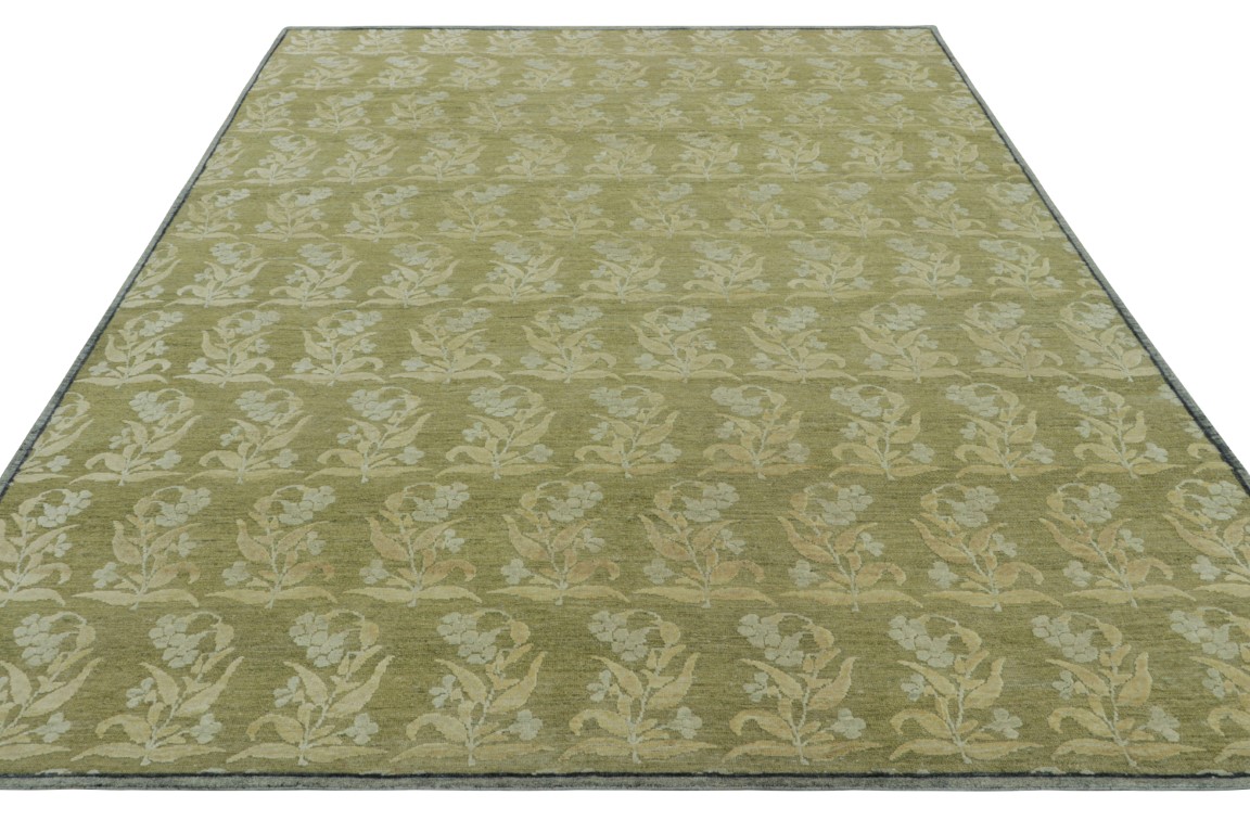 Modern Block Print Floral Rug