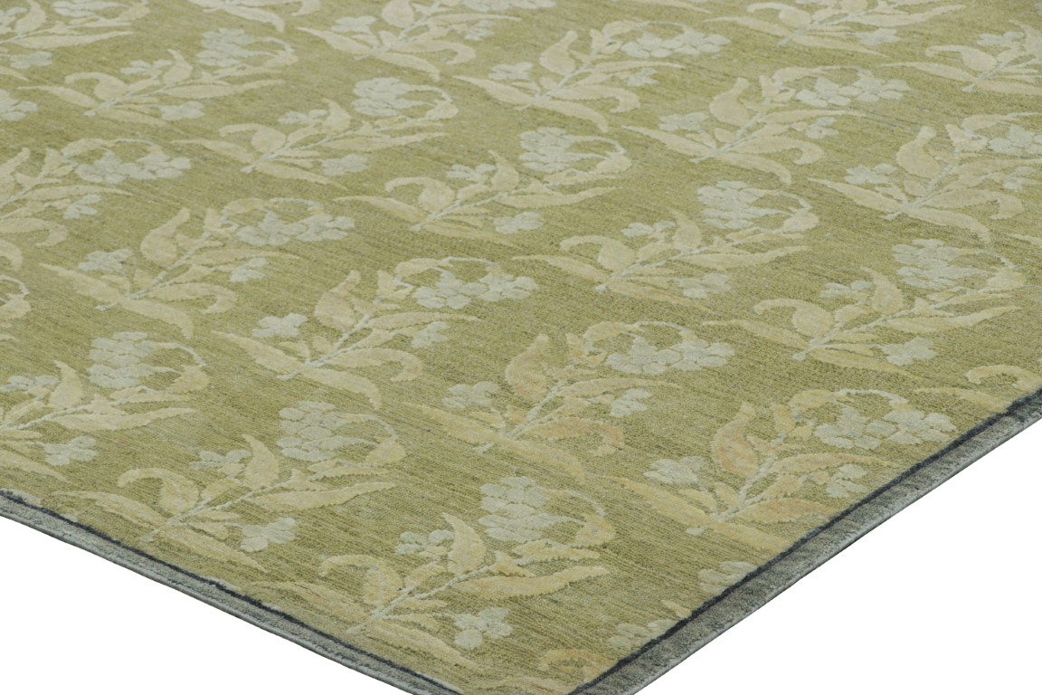 Modern Block Print Floral Rug
