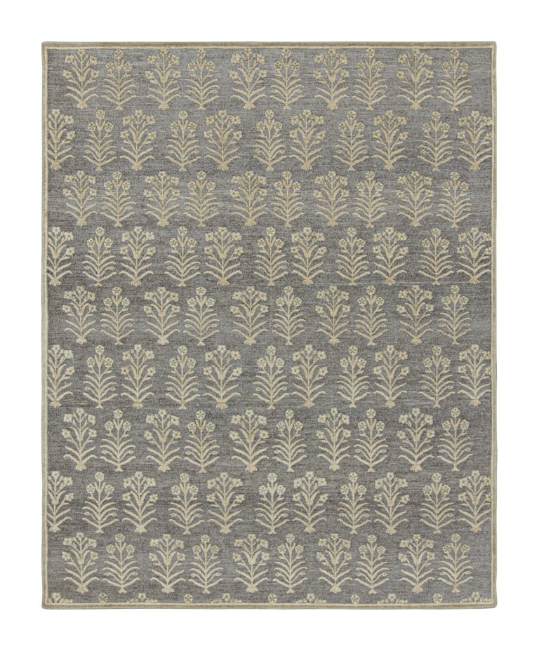 Modern Block Print Floral Rug