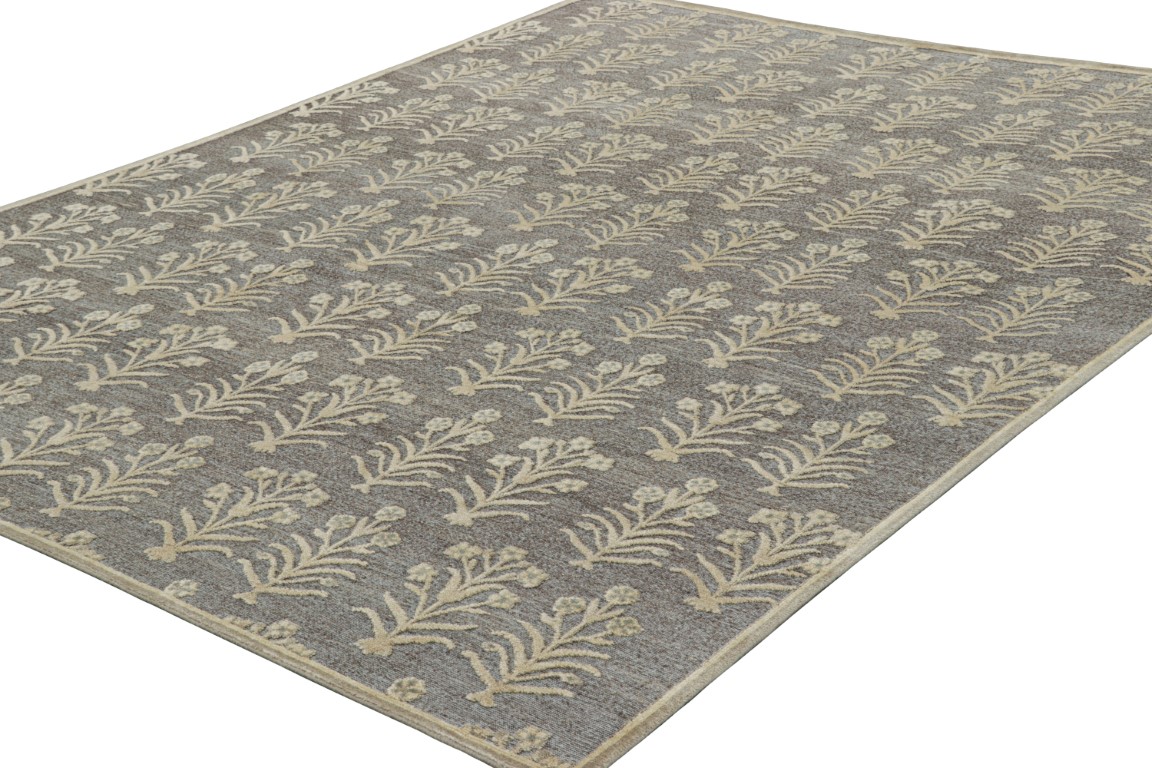 Modern Block Print Floral Rug