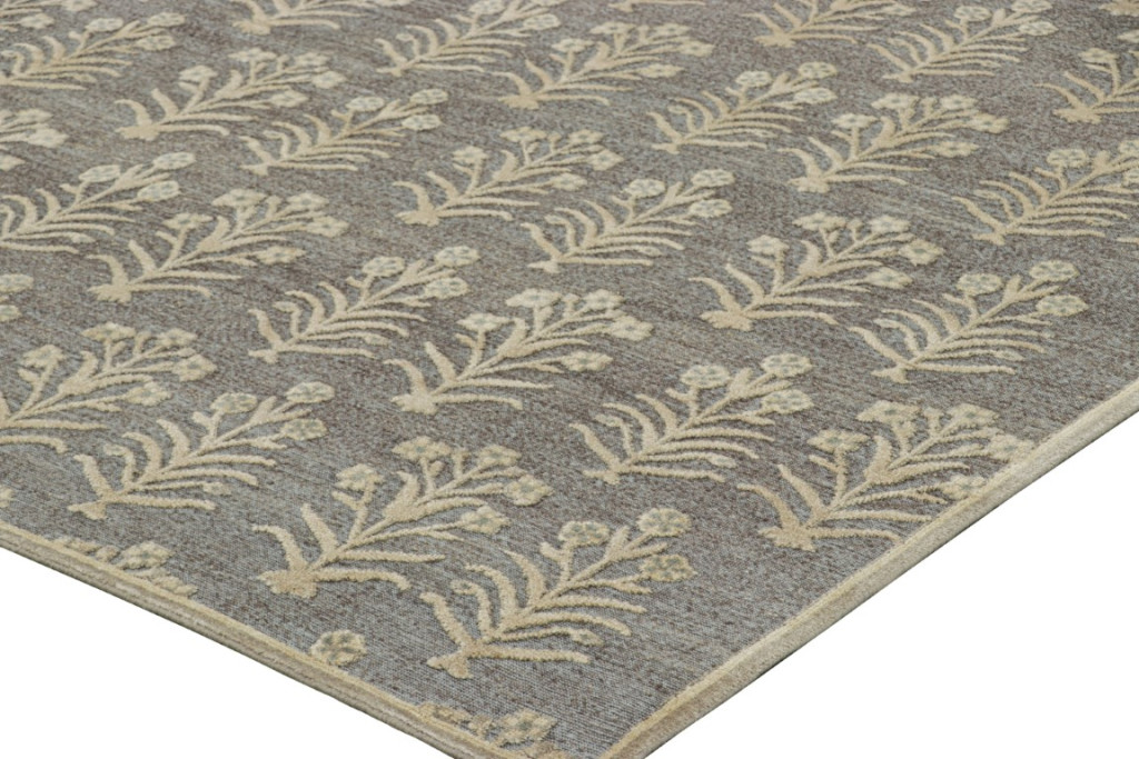 Modern Block Print Floral Rug