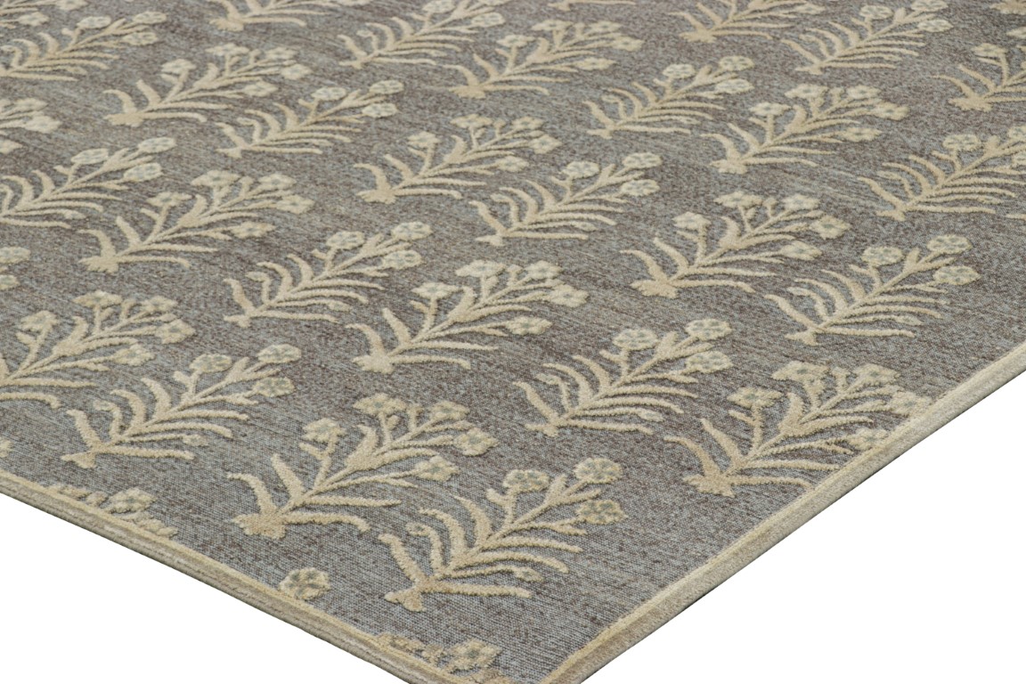 Modern Block Print Floral Rug