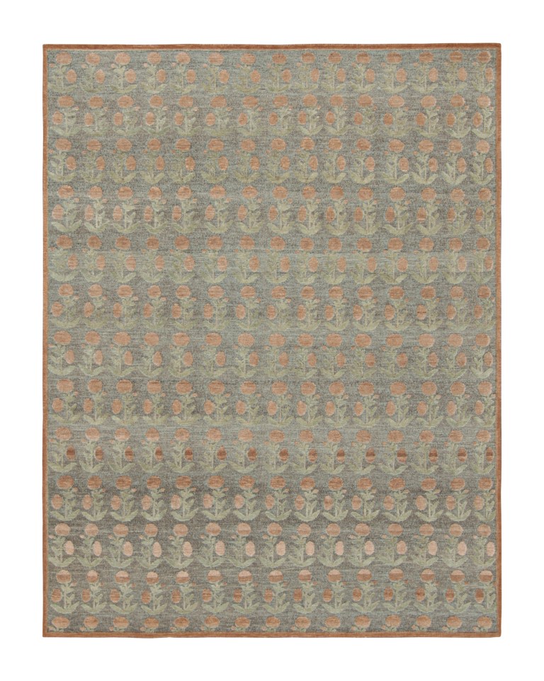 Modern Block Print Floral Rug