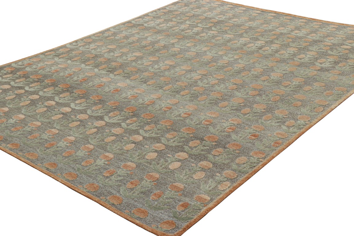 Modern Block Print Floral Rug