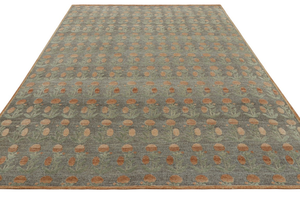 Modern Block Print Floral Rug