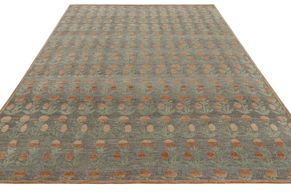 Modern Block Print Floral Rug