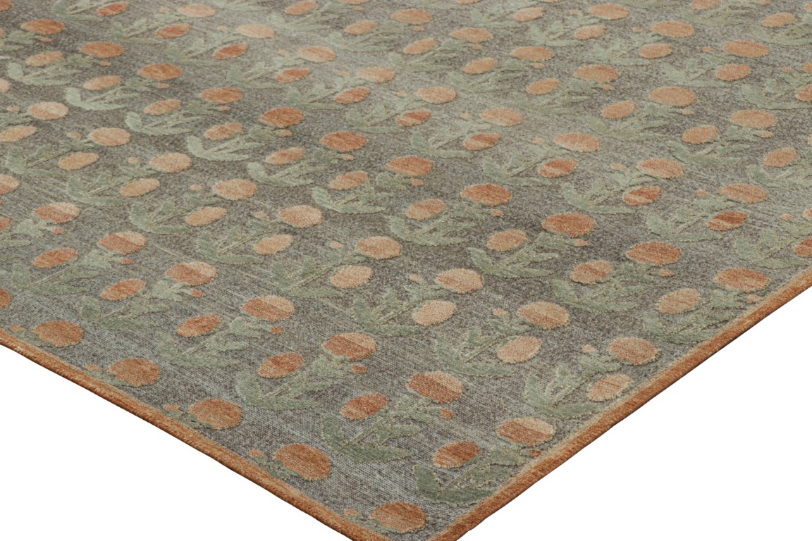 Modern Block Print Floral Rug