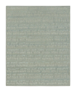 Rug & Kilim’s Block Print Custom Rug Design with Blue and Green Floral Patterns