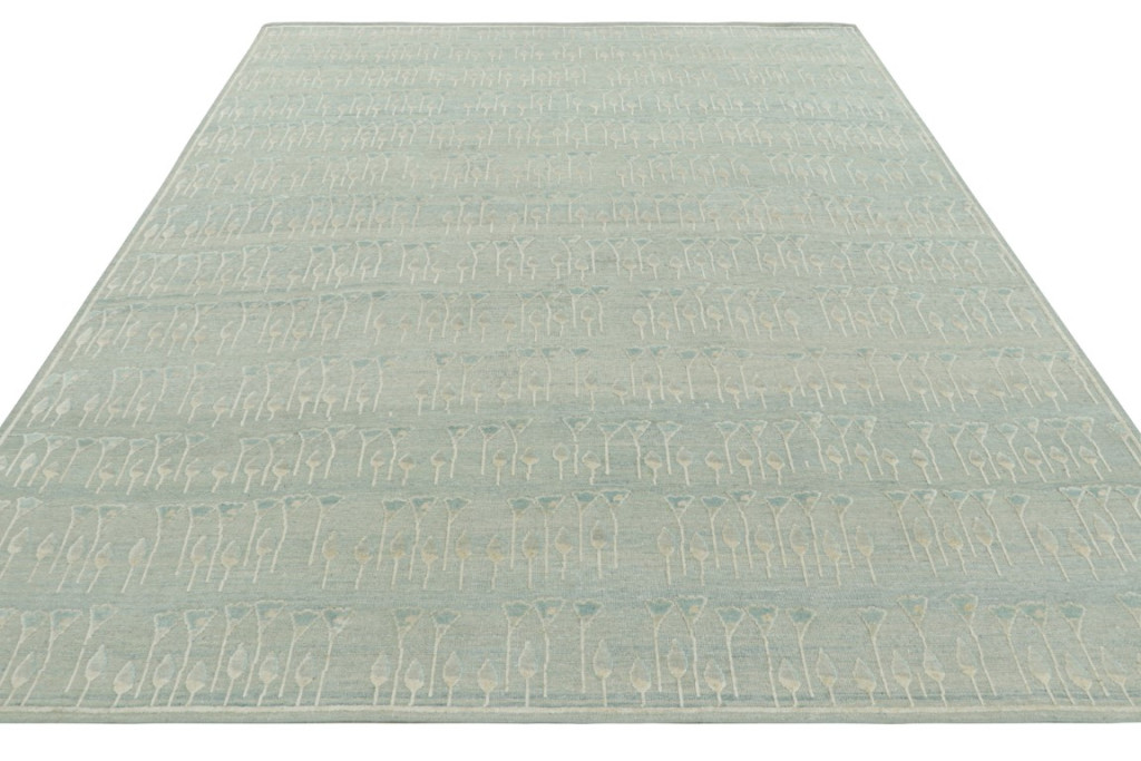 Modern Block Print Floral Rug