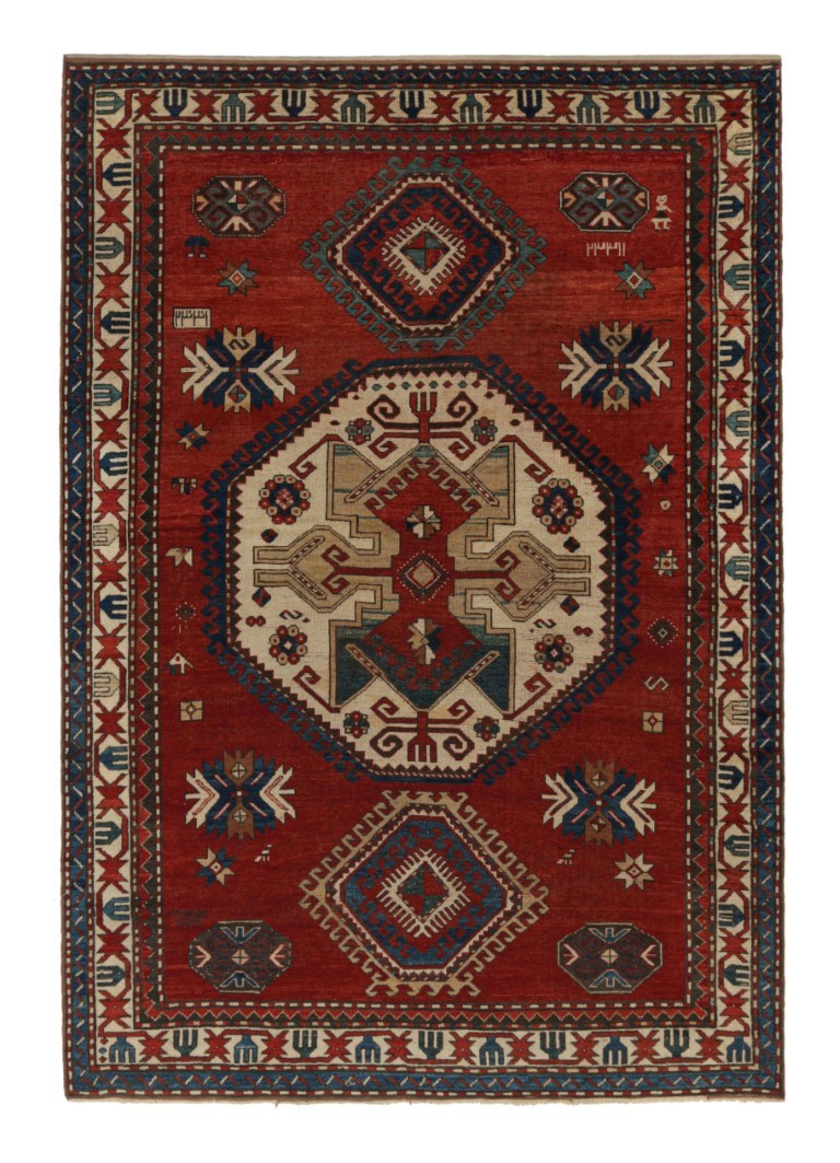 Antique Kazak Geometric Rug