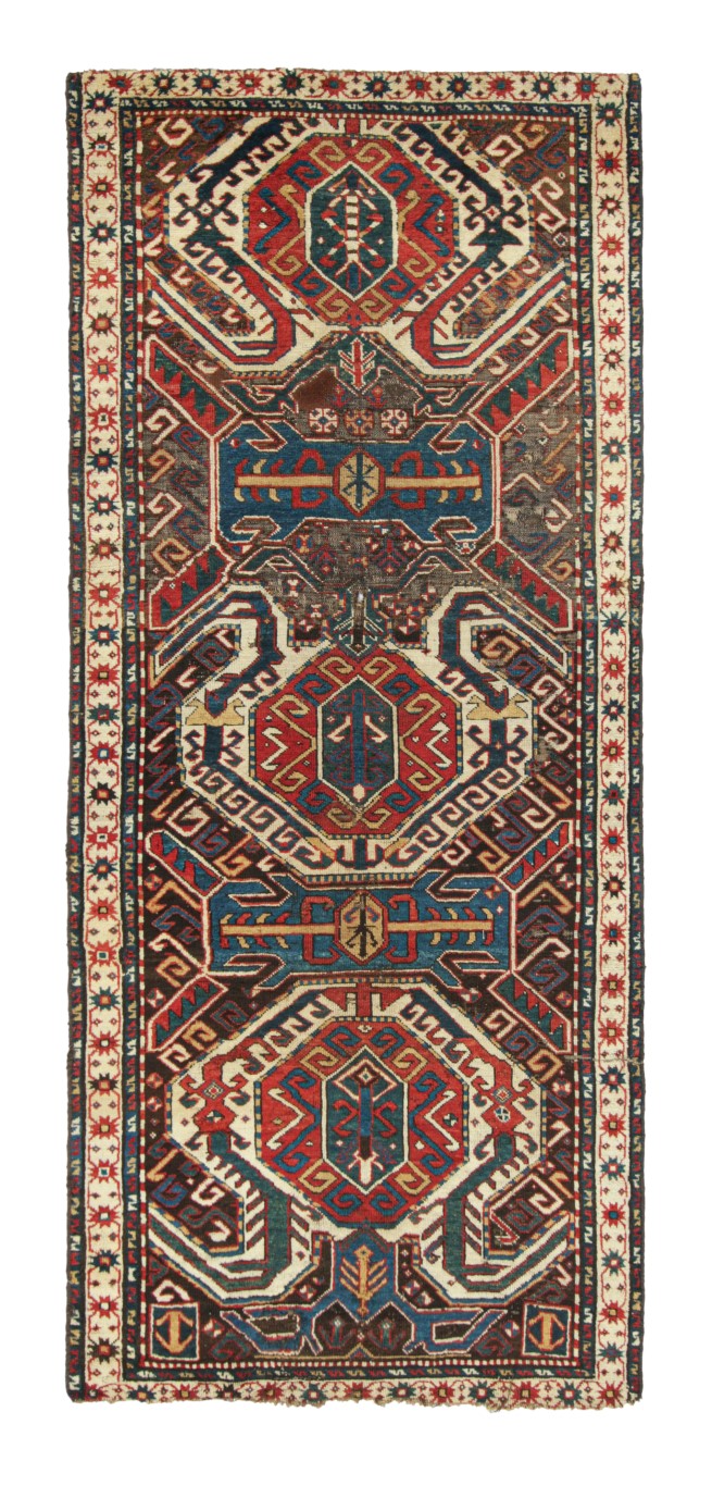 Antique Kazak Medallion Runner Rug