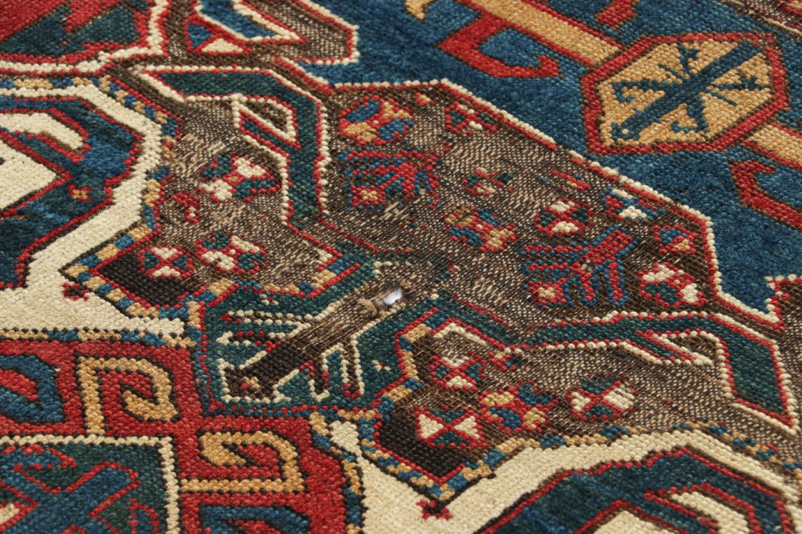 Antique Kazak Medallion Runner Rug