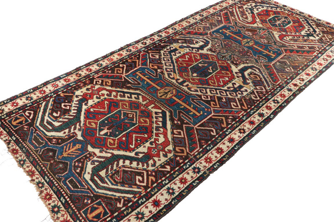 Antique Kazak Medallion Runner Rug