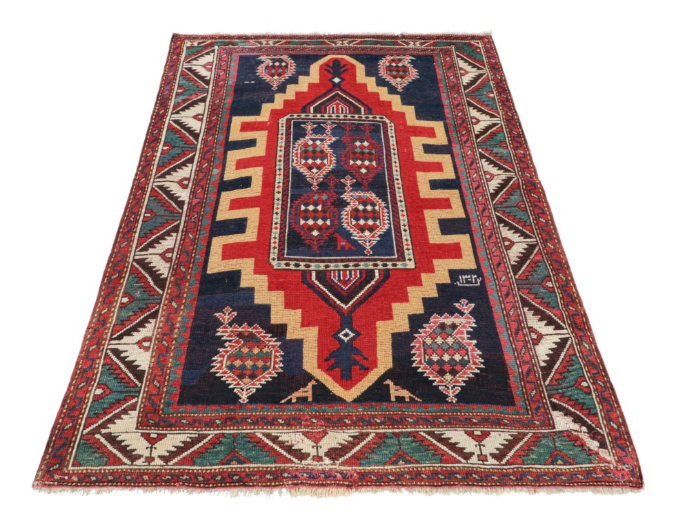 Antique Kazak Geometric Rug