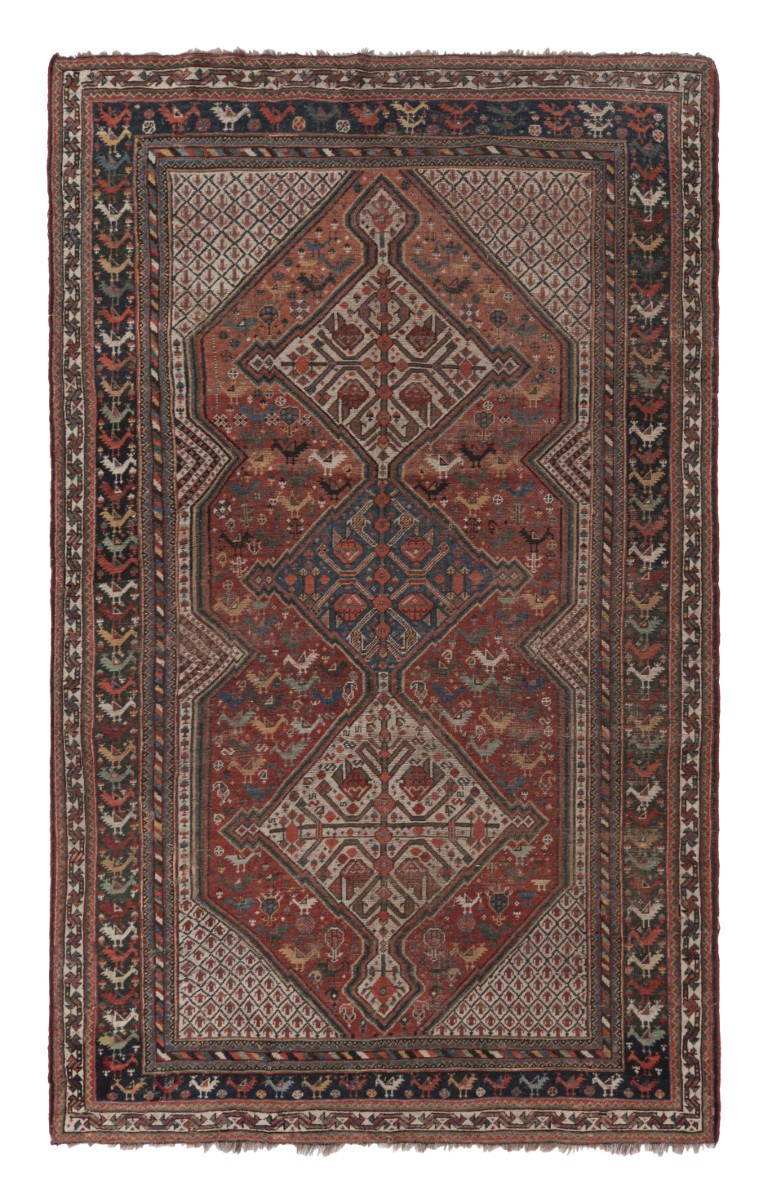 Antique Qashqai Geometric Rug