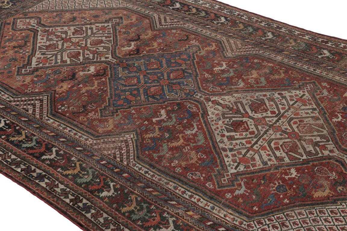Antique Qashqai Geometric Rug