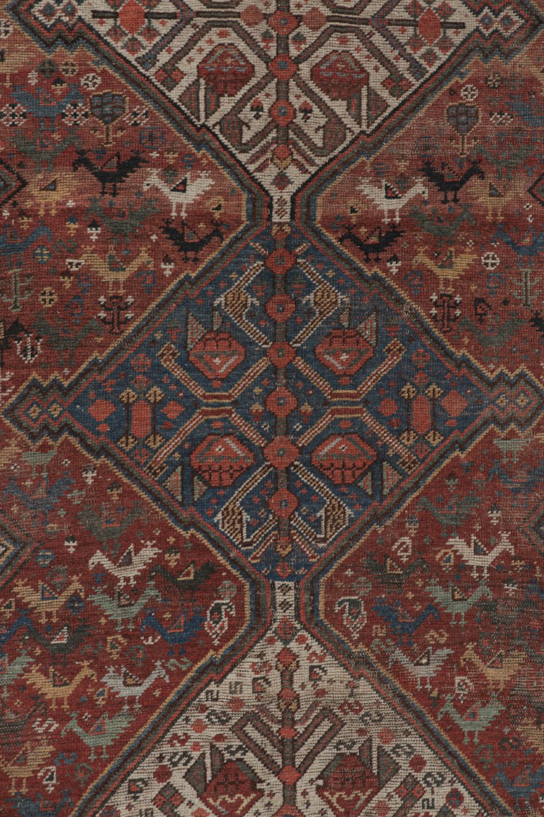 Antique Qashqai Geometric Rug