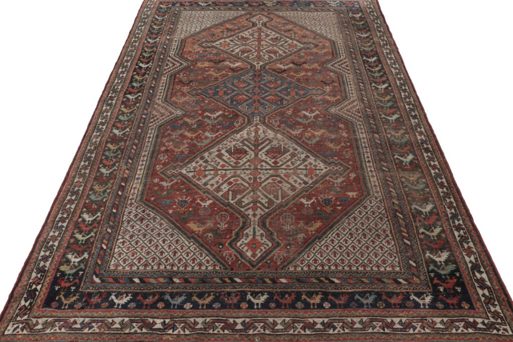 Antique Qashqai Geometric Rug