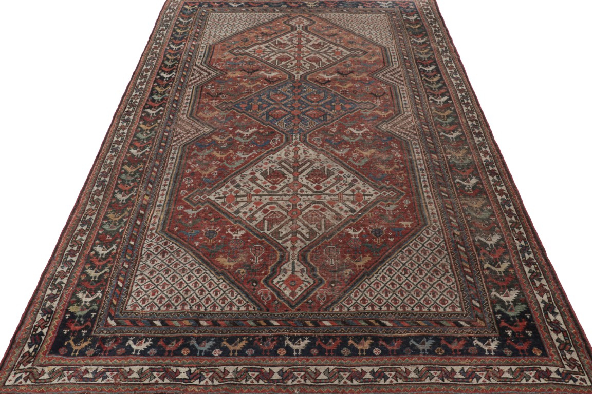 Antique Qashqai Geometric Rug