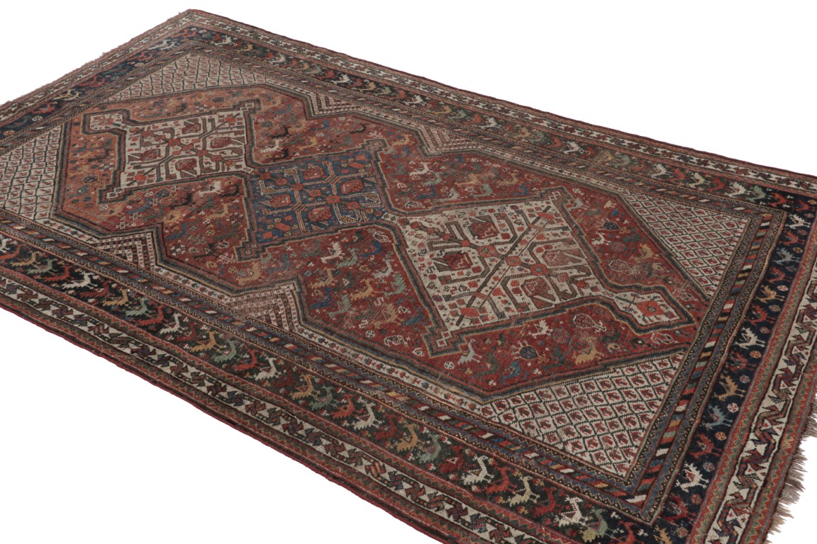 Antique Qashqai Geometric Rug