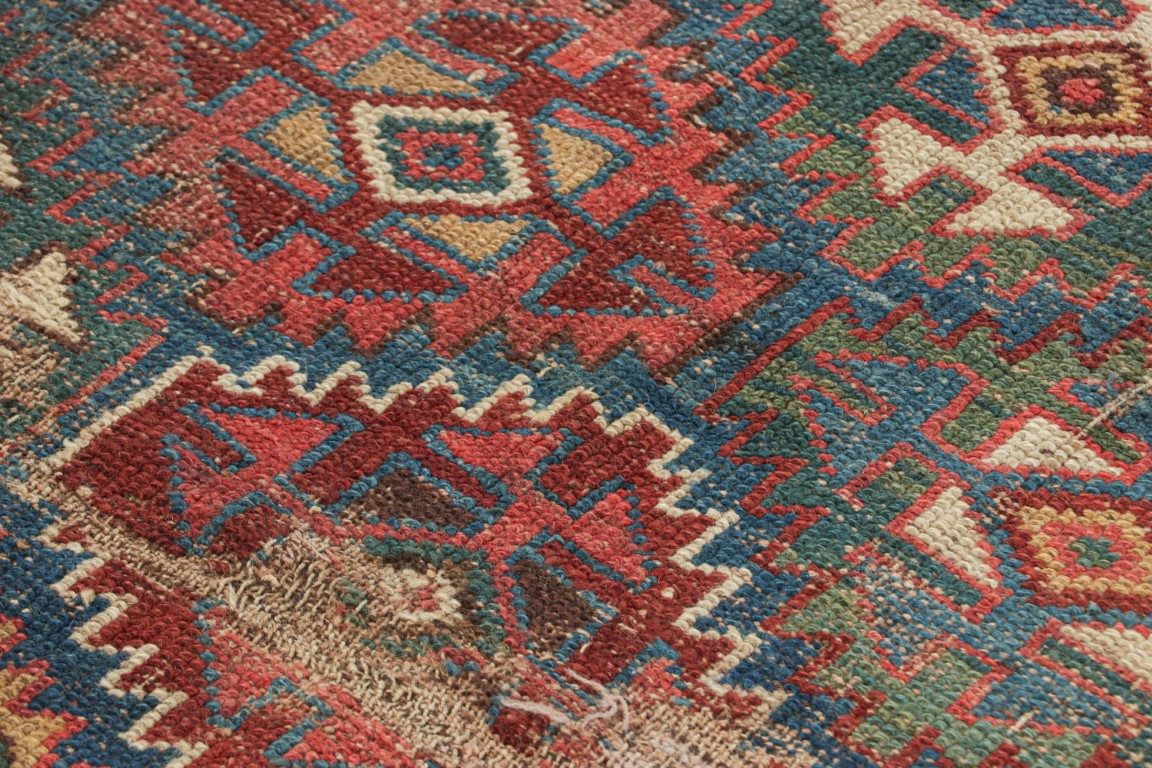 Antique Kazak Geometric Rug