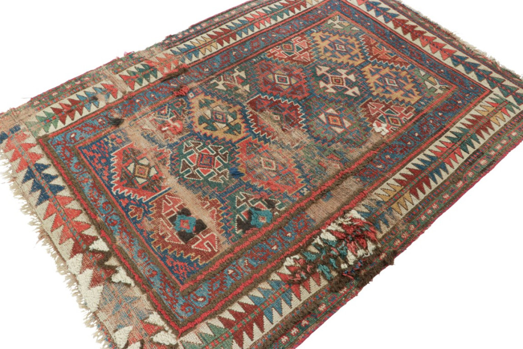 Antique Kazak Geometric Rug