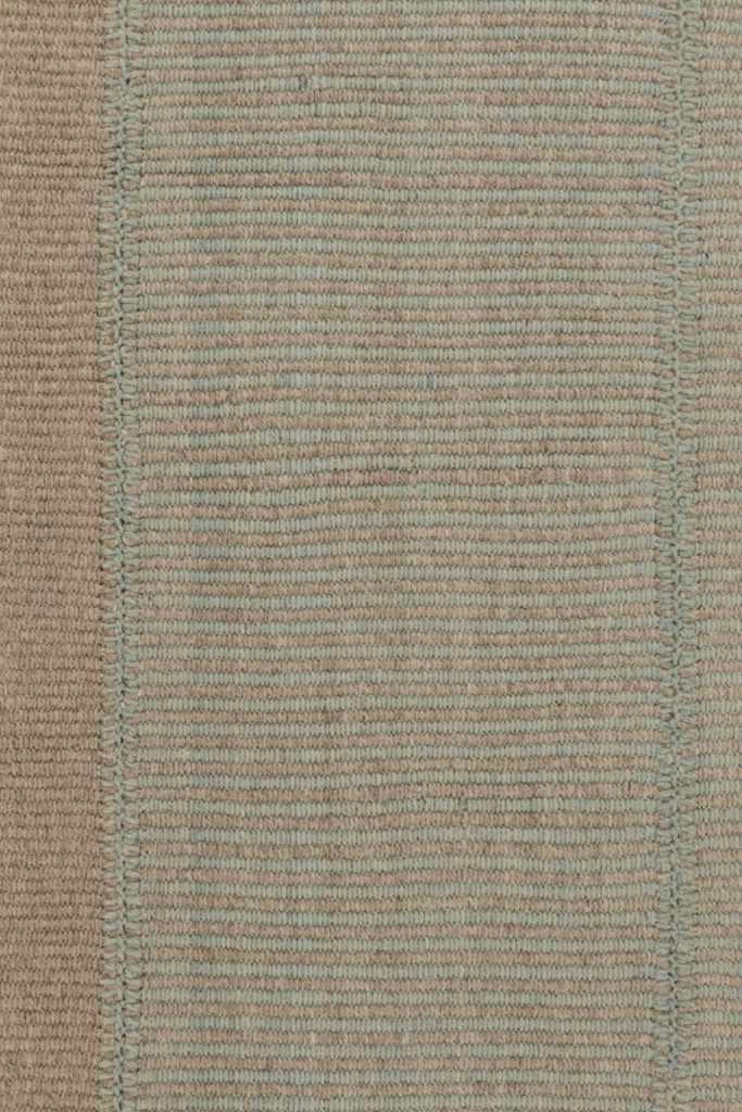 Rug & Kilim’s Oversized Modern Kilim with Textural Beige and Mint Green Stripes