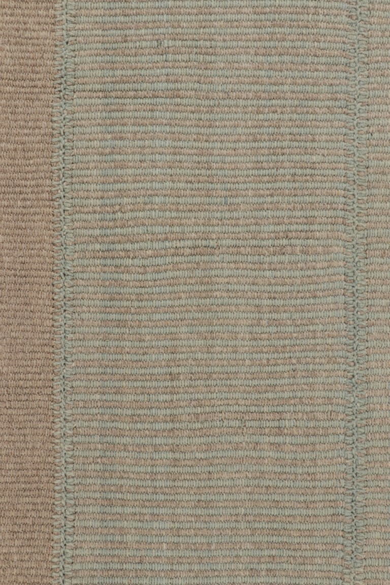 Rug & Kilim’s Oversized Modern Kilim with Textural Beige and Mint Green Stripes