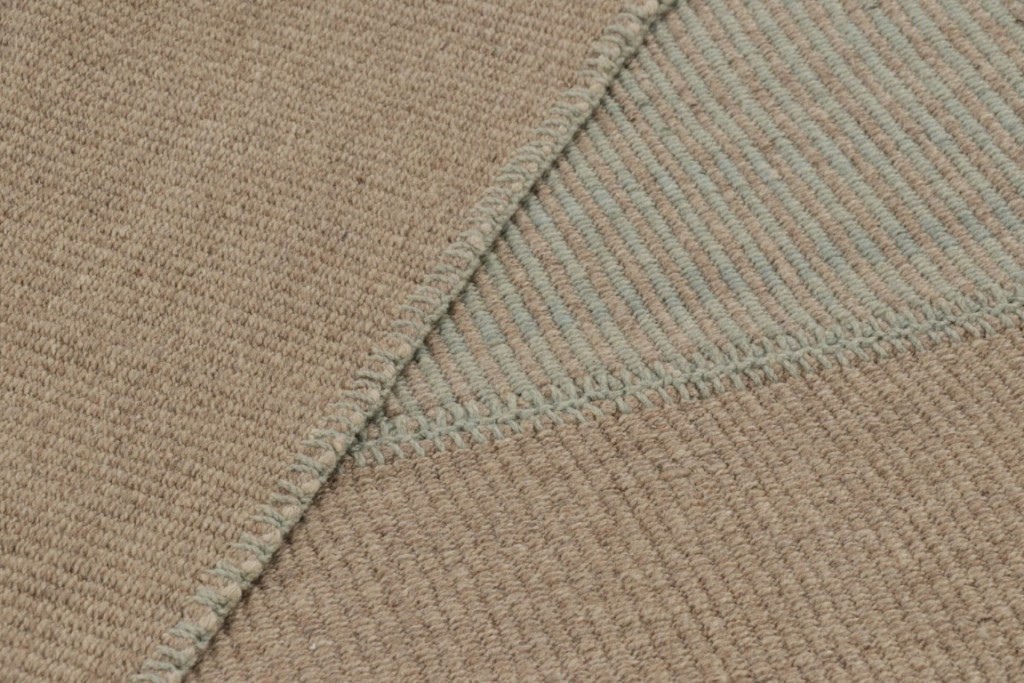 Rug & Kilim’s Oversized Modern Kilim with Textural Beige and Mint Green Stripes