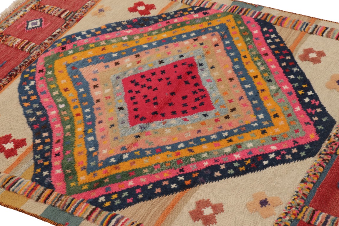Vibrant Vintage Persian Gabbeh Rug, High-Low Pile