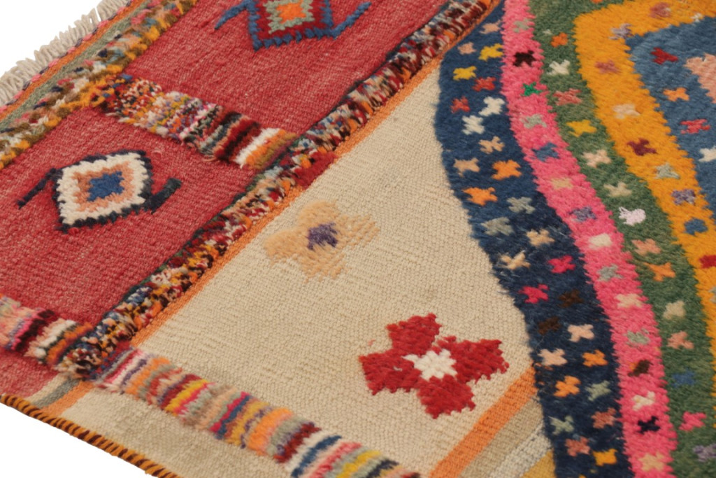 Vibrant Vintage Persian Gabbeh Rug, High-Low Pile